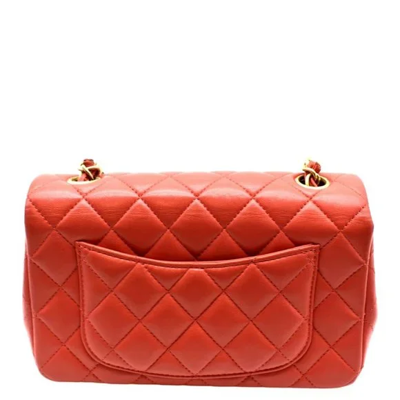 CHANEL  Mini Rectangular Flap Quilted Leather Crossbody Bag Red - Picture 4 of 13